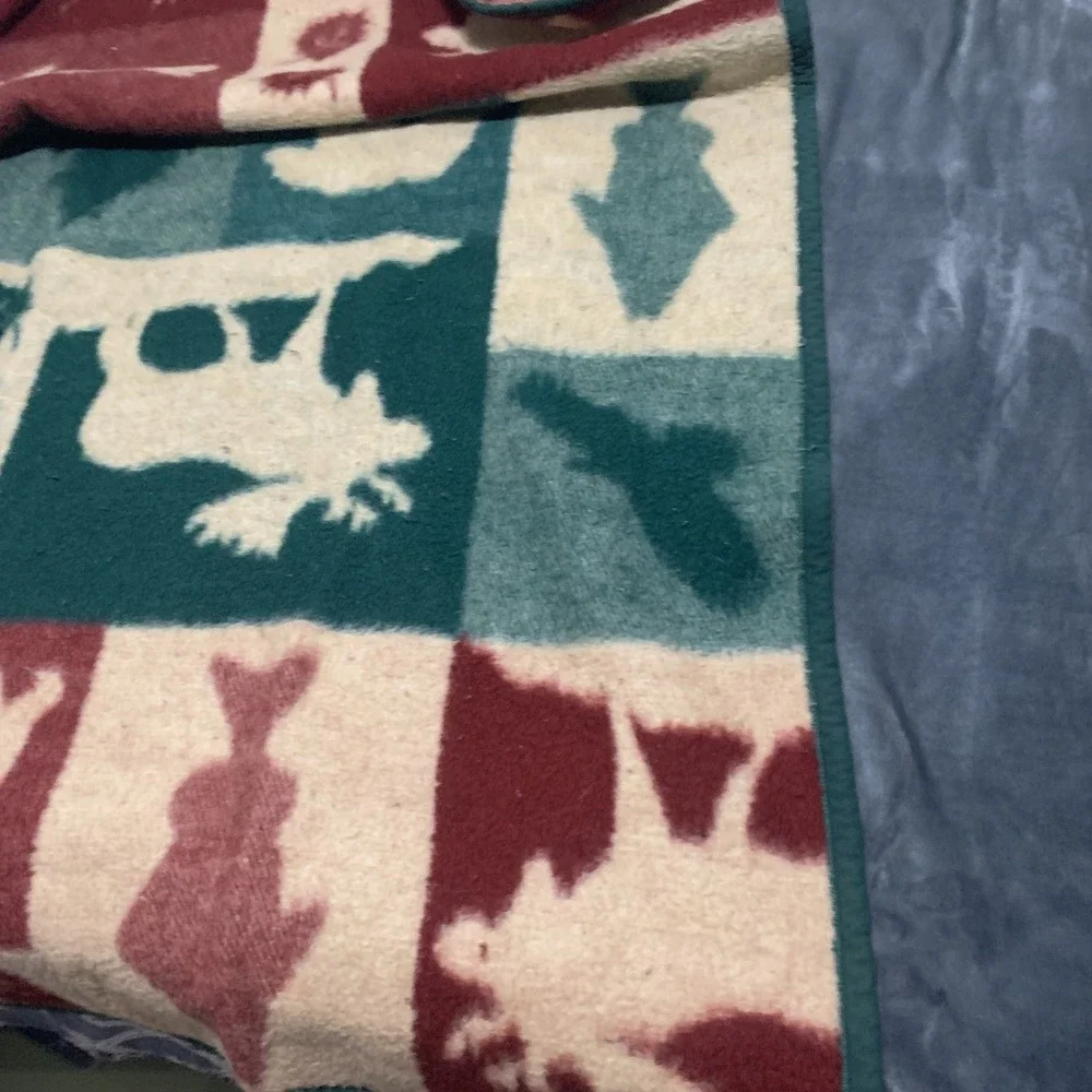 Biederlack Wildlife Lodge Cabin Throw Blanket Deer Moose Fish Woodland Wildlife